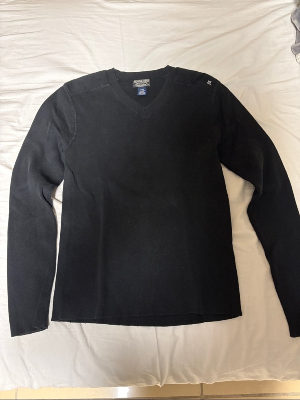 Vintage Polo Jeans Company V-Neck Sweater Size Small Black
